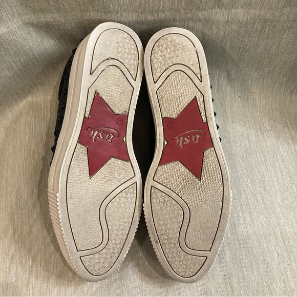 ASH Sz 37 Leather Studded Pointy Toe Slip On Rubber Sole Comfort Shoes Loafers - Picture 6 of 10